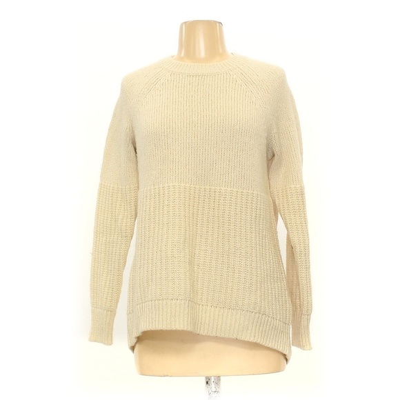 Banana Republic Cream Knit Italian Yarn Crewneck Sweater Size L - Picture 1 of 7